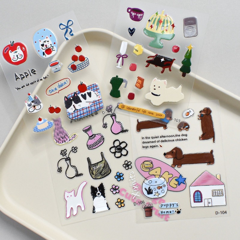 Boox Tablet Accessories - Cute Green Apple Cat Jelly Stickers